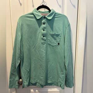 Men’s Mint Green Long Sleeve Polo by Relwen Size Large 100% Cotton